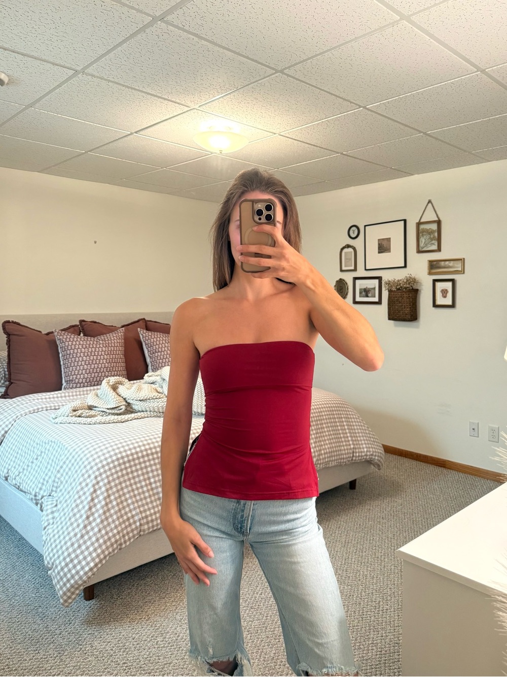 Strapless Tube Top in Burgundy - Women